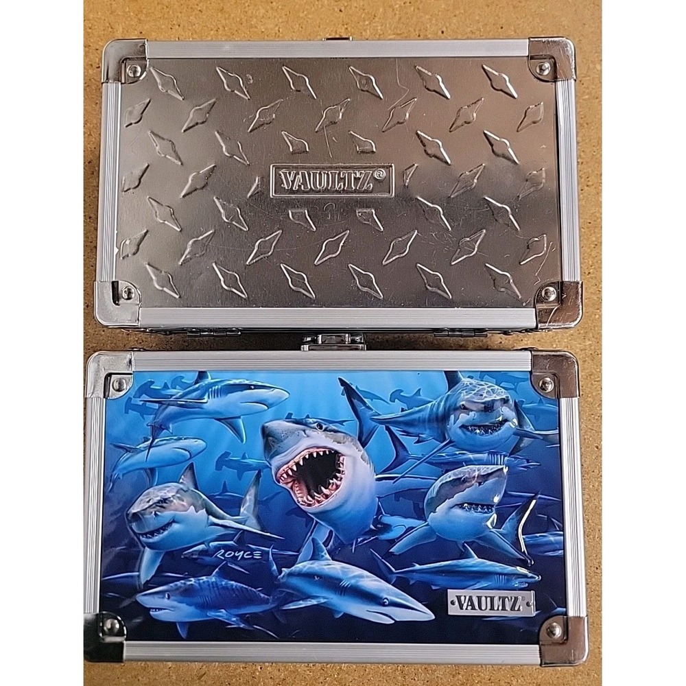 Lot Of 2 Vaultz Storage Case 3D Shark Design Aluminum Carrying Box No Keys